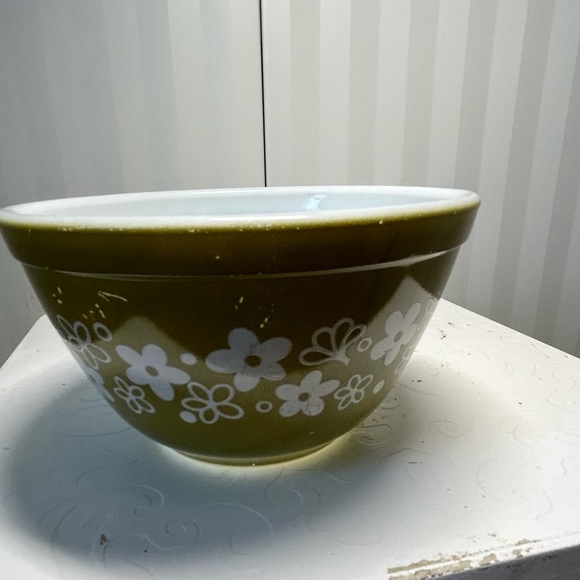 PYREX 401 (1.5 pint) green white Spring Blossom Crazy Daisy - Picture 11 of 15